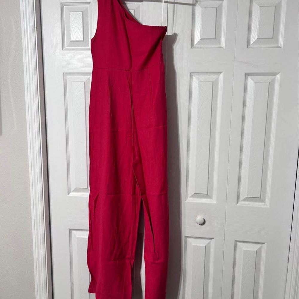 Red One-Shoulder Pantsuit